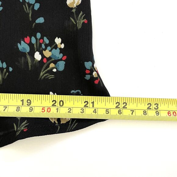 ZARA BASIC Women’s Floral Print Semi Sheer Blouse Top Ruffled Sleeve Blk - Picture 8 of 10